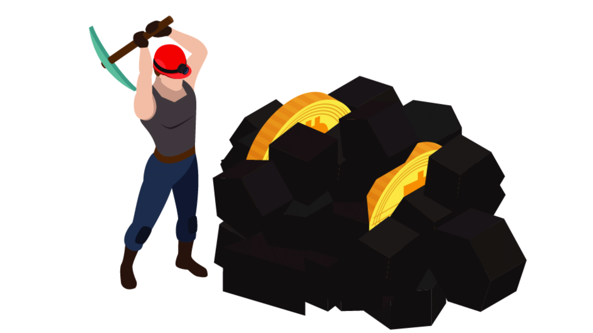 Górnik znajdujący monety w węglu